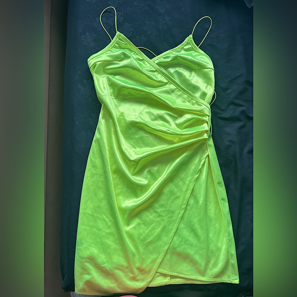 Fashion Nova Neon Green/Yellow Spaghetti Strap Dress